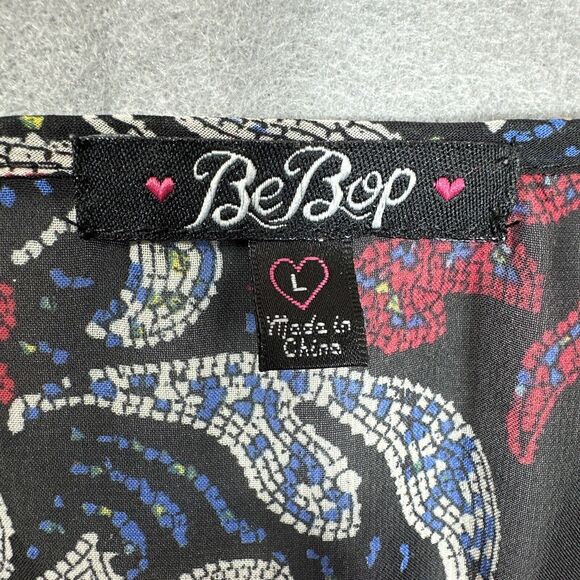 BeBop Purple and Black Print 3/4 Cinch Sleeve Dress Size Large - Picture 3 of 13